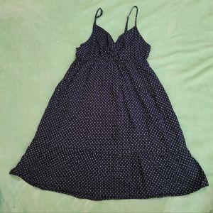 Suzy Shier fresh cotton polka dot navy blue tiered dress with adjustable straps